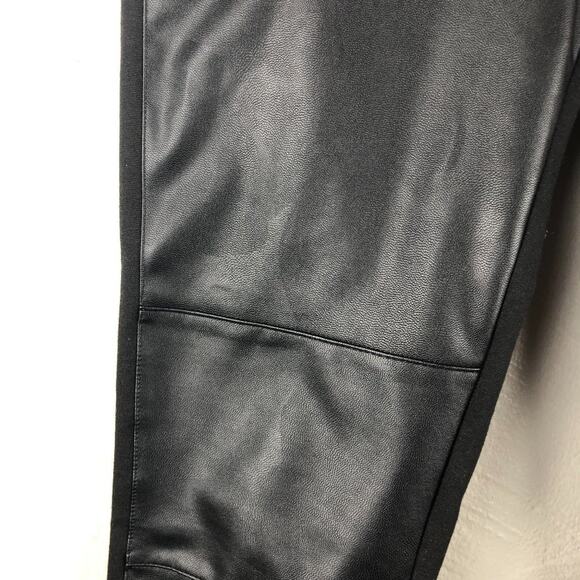 BCBGeneration Black Vegan Leather Zipper Detail Ponte Knit Moto Leggings Pants - Picture 5 of 9